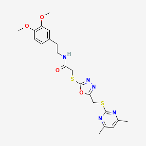 molecular formula C21H25N5O4S2 B4799565 N-[2-(3,4-dimethoxyphenyl)ethyl]-2-[[5-[(4,6-dimethylpyrimidin-2-yl)sulfanylmethyl]-1,3,4-oxadiazol-2-yl]sulfanyl]acetamide 