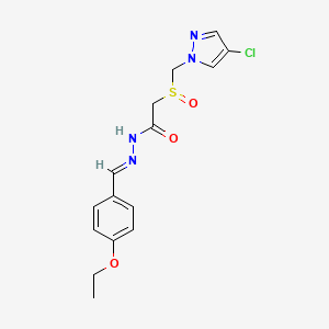 molecular formula C15H17ClN4O3S B4799577 2-{[(4-CHLORO-1H-PYRAZOL-1-YL)METHYL]SULFINYL}-N'~1~-[(E)-1-(4-ETHOXYPHENYL)METHYLIDENE]ACETOHYDRAZIDE 