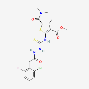 molecular formula C19H20ClFN4O4S2 B4799585 methyl 2-[({2-[(2-chloro-6-fluorophenyl)acetyl]hydrazino}carbonothioyl)amino]-5-[(dimethylamino)carbonyl]-4-methyl-3-thiophenecarboxylate 