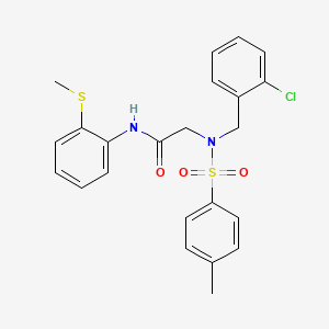 molecular formula C23H23ClN2O3S2 B4799667 2-[(2-chlorophenyl)methyl-(4-methylphenyl)sulfonylamino]-N-(2-methylsulfanylphenyl)acetamide 