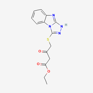 ethyl 3-oxo-4-(9H-[1,2,4]triazolo[4,3-a]benzimidazol-3-ylsulfanyl)butanoate