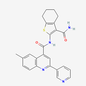 molecular formula C25H22N4O2S B4799760 N-(3-CARBAMOYL-4,5,6,7-TETRAHYDRO-1-BENZOTHIOPHEN-2-YL)-6-METHYL-2-(3-PYRIDINYL)-4-QUINOLINECARBOXAMIDE 