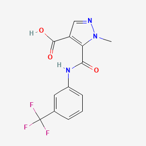 molecular formula C13H10F3N3O3 B4799770 1-methyl-5-({[3-(trifluoromethyl)phenyl]amino}carbonyl)-1H-pyrazole-4-carboxylic acid 