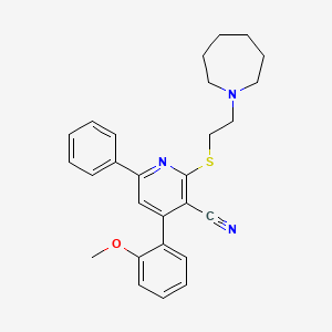 2-{[2-(Azepan-1-yl)ethyl]sulfanyl}-4-(2-methoxyphenyl)-6-phenylpyridine-3-carbonitrile