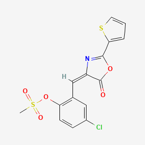 molecular formula C15H10ClNO5S2 B4799814 [4-chloro-2-[(E)-(5-oxo-2-thiophen-2-yl-1,3-oxazol-4-ylidene)methyl]phenyl] methanesulfonate 