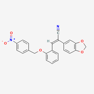 molecular formula C23H16N2O5 B4799827 (2E)-2-(1,3-benzodioxol-5-yl)-3-{2-[(4-nitrobenzyl)oxy]phenyl}prop-2-enenitrile 