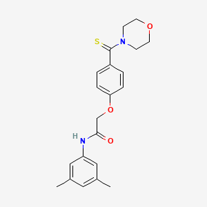 molecular formula C21H24N2O3S B4799852 N-(3,5-dimethylphenyl)-2-[4-(4-morpholinylcarbonothioyl)phenoxy]acetamide 