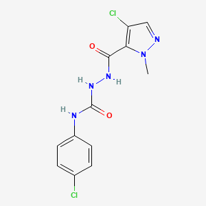 molecular formula C12H11Cl2N5O2 B4799909 2-[(4-chloro-1-methyl-1H-pyrazol-5-yl)carbonyl]-N-(4-chlorophenyl)hydrazinecarboxamide 