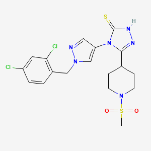 molecular formula C18H20Cl2N6O2S2 B4799953 4-[1-(2,4-DICHLOROBENZYL)-1H-PYRAZOL-4-YL]-5-[1-(METHYLSULFONYL)-4-PIPERIDYL]-4H-1,2,4-TRIAZOL-3-YLHYDROSULFIDE 