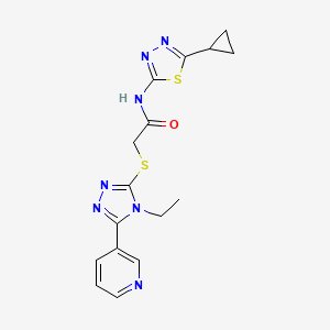 molecular formula C16H17N7OS2 B4799956 N-(5-cyclopropyl-1,3,4-thiadiazol-2-yl)-2-{[4-ethyl-5-(pyridin-3-yl)-4H-1,2,4-triazol-3-yl]sulfanyl}acetamide 