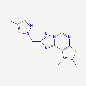 molecular formula C14H14N6S B4800078 8,9-dimethyl-2-[(4-methyl-1H-pyrazol-1-yl)methyl]thieno[3,2-e][1,2,4]triazolo[1,5-c]pyrimidine 