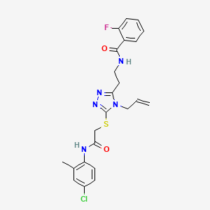 N-{2-[5-({2-[(4-chloro-2-methylphenyl)amino]-2-oxoethyl}sulfanyl)-4-(prop-2-en-1-yl)-4H-1,2,4-triazol-3-yl]ethyl}-2-fluorobenzamide