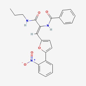 molecular formula C23H21N3O5 B4800127 N-{2-[5-(2-nitrophenyl)-2-furyl]-1-[(propylamino)carbonyl]vinyl}benzamide 