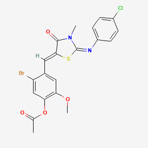 5-bromo-4-({2-[(4-chlorophenyl)imino]-3-methyl-4-oxo-1,3-thiazolidin-5-ylidene}methyl)-2-methoxyphenyl acetate