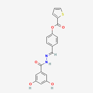 4-[2-(3,5-dihydroxybenzoyl)carbonohydrazonoyl]phenyl 2-thiophenecarboxylate