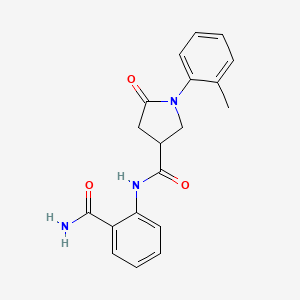 molecular formula C19H19N3O3 B4800205 N-(2-carbamoylphenyl)-1-(2-methylphenyl)-5-oxopyrrolidine-3-carboxamide 