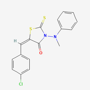 molecular formula C17H13ClN2OS2 B4800321 (5E)-5-[(4-chlorophenyl)methylidene]-3-(N-methylanilino)-2-sulfanylidene-1,3-thiazolidin-4-one 