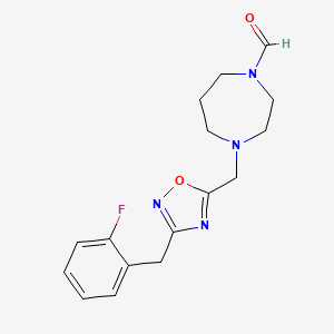 4-{[3-(2-fluorobenzyl)-1,2,4-oxadiazol-5-yl]methyl}-1,4-diazepane-1-carbaldehyde