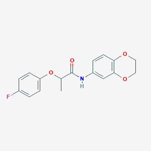 molecular formula C17H16FNO4 B4800387 N-(2,3-dihydro-1,4-benzodioxin-6-yl)-2-(4-fluorophenoxy)propanamide 