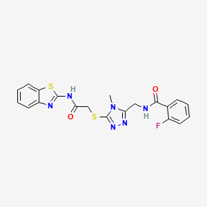 molecular formula C20H17FN6O2S2 B4800439 N-[(5-{[2-(1,3-benzothiazol-2-ylamino)-2-oxoethyl]sulfanyl}-4-methyl-4H-1,2,4-triazol-3-yl)methyl]-2-fluorobenzamide 