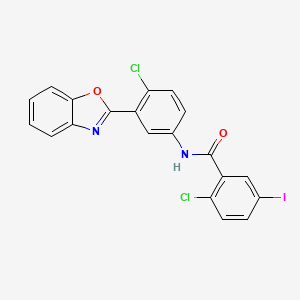 molecular formula C20H11Cl2IN2O2 B4800544 N-[3-(1,3-benzoxazol-2-yl)-4-chlorophenyl]-2-chloro-5-iodobenzamide 