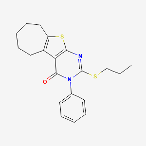 molecular formula C20H22N2OS2 B4800552 3-phenyl-2-(propylsulfanyl)-3,5,6,7,8,9-hexahydro-4H-cyclohepta[4,5]thieno[2,3-d]pyrimidin-4-one 