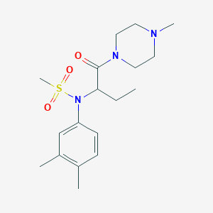 molecular formula C18H29N3O3S B4800553 N-(3,4-dimethylphenyl)-N-{1-[(4-methyl-1-piperazinyl)carbonyl]propyl}methanesulfonamide 