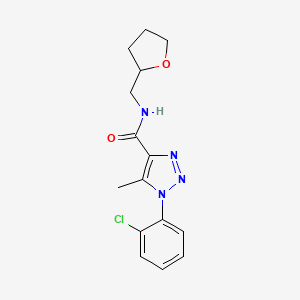 molecular formula C15H17ClN4O2 B4800569 1-(2-chlorophenyl)-5-methyl-N-(tetrahydrofuran-2-ylmethyl)-1H-1,2,3-triazole-4-carboxamide 