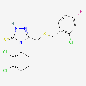 molecular formula C16H11Cl3FN3S2 B4800599 5-{[(2-chloro-4-fluorobenzyl)thio]methyl}-4-(2,3-dichlorophenyl)-4H-1,2,4-triazole-3-thiol 