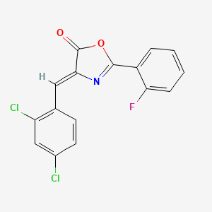 molecular formula C16H8Cl2FNO2 B4800640 (4Z)-4-[(2,4-DICHLOROPHENYL)METHYLIDENE]-2-(2-FLUOROPHENYL)-4,5-DIHYDRO-1,3-OXAZOL-5-ONE 