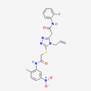 2-{[5-{2-[(2-fluorophenyl)amino]-2-oxoethyl}-4-(prop-2-en-1-yl)-4H-1,2,4-triazol-3-yl]sulfanyl}-N-(2-methyl-5-nitrophenyl)acetamide