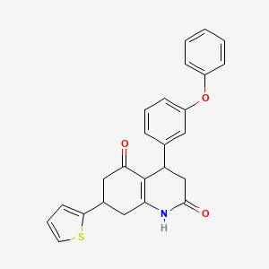 molecular formula C25H21NO3S B4800706 4-(3-PHENOXYPHENYL)-7-(THIOPHEN-2-YL)-1,2,3,4,5,6,7,8-OCTAHYDROQUINOLINE-2,5-DIONE 