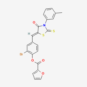 molecular formula C22H14BrNO4S2 B4800713 [2-bromo-4-[(Z)-[3-(3-methylphenyl)-4-oxo-2-sulfanylidene-1,3-thiazolidin-5-ylidene]methyl]phenyl] furan-2-carboxylate 