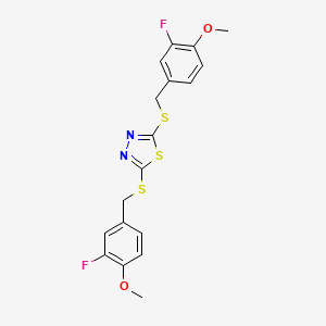 molecular formula C18H16F2N2O2S3 B4800754 2,5-bis[(3-fluoro-4-methoxybenzyl)thio]-1,3,4-thiadiazole 