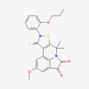 2-methoxy-7,7-dimethyl-9-(2-propoxyphenyl)-10-thioxo-9,10-dihydro-7H-isothiazolo[5,4-c]pyrrolo[3,2,1-ij]quinoline-4,5-dione