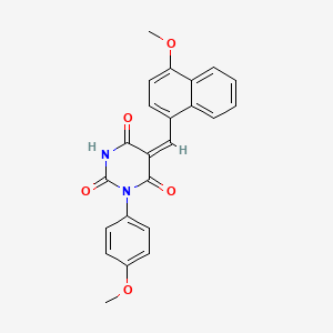 (5E)-5-[(4-methoxynaphthalen-1-yl)methylidene]-1-(4-methoxyphenyl)-1,3-diazinane-2,4,6-trione