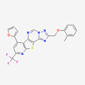 11-(furan-2-yl)-4-[(2-methylphenoxy)methyl]-13-(trifluoromethyl)-16-thia-3,5,6,8,14-pentazatetracyclo[7.7.0.02,6.010,15]hexadeca-1(9),2,4,7,10(15),11,13-heptaene