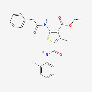 Ethyl 5-[(2-fluorophenyl)carbamoyl]-4-methyl-2-(2-phenylacetamido)thiophene-3-carboxylate