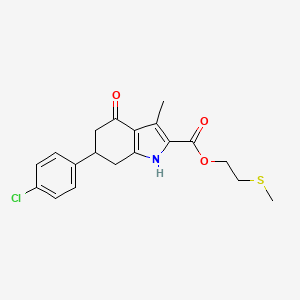 molecular formula C19H20ClNO3S B4801299 2-(methylsulfanyl)ethyl 6-(4-chlorophenyl)-3-methyl-4-oxo-4,5,6,7-tetrahydro-1H-indole-2-carboxylate 