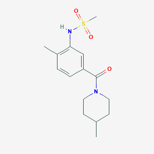 molecular formula C15H22N2O3S B4801358 N-{2-methyl-5-[(4-methyl-1-piperidinyl)carbonyl]phenyl}methanesulfonamide 