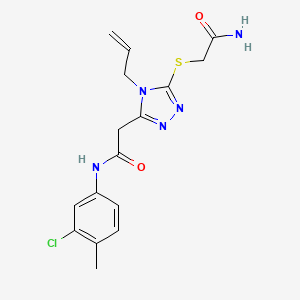 molecular formula C16H18ClN5O2S B4801396 2-{5-[(2-amino-2-oxoethyl)sulfanyl]-4-(prop-2-en-1-yl)-4H-1,2,4-triazol-3-yl}-N-(3-chloro-4-methylphenyl)acetamide 