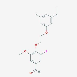 molecular formula C19H21IO4 B4801452 4-[2-(3-ethyl-5-methylphenoxy)ethoxy]-3-iodo-5-methoxybenzaldehyde 