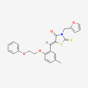 (5Z)-3-(furan-2-ylmethyl)-5-[[5-methyl-2-(2-phenoxyethoxy)phenyl]methylidene]-2-sulfanylidene-1,3-thiazolidin-4-one