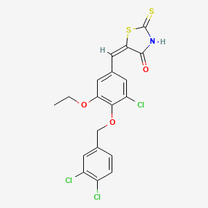 (5E)-5-{3-chloro-4-[(3,4-dichlorobenzyl)oxy]-5-ethoxybenzylidene}-2-thioxo-1,3-thiazolidin-4-one