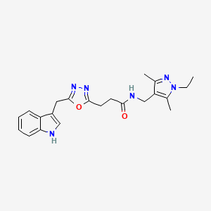 N-[(1-ethyl-3,5-dimethyl-1H-pyrazol-4-yl)methyl]-3-[5-(1H-indol-3-ylmethyl)-1,3,4-oxadiazol-2-yl]propanamide