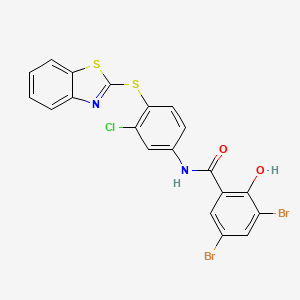 molecular formula C20H11Br2ClN2O2S2 B4801521 N-[4-(1,3-benzothiazol-2-ylthio)-3-chlorophenyl]-3,5-dibromo-2-hydroxybenzamide 