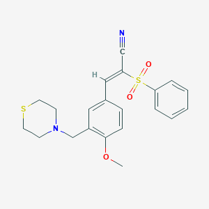 3-[4-methoxy-3-(4-thiomorpholinylmethyl)phenyl]-2-(phenylsulfonyl)acrylonitrile