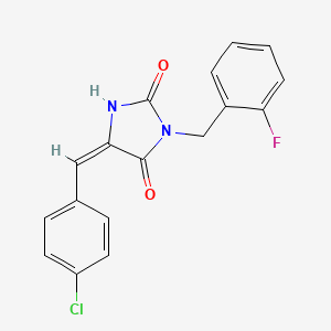 (5E)-5-[(4-chlorophenyl)methylidene]-3-[(2-fluorophenyl)methyl]imidazolidine-2,4-dione