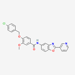 4-[(4-CHLOROPHENYL)METHOXY]-3-METHOXY-N-[2-(PYRIDIN-3-YL)-1,3-BENZOXAZOL-5-YL]BENZAMIDE