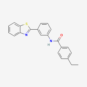 molecular formula C22H18N2OS B4801676 N-[3-(1,3-benzothiazol-2-yl)phenyl]-4-ethylbenzamide 